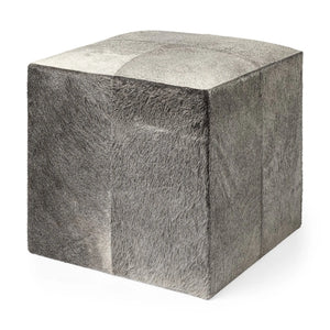 20" Gray Wool Cube Ottoman - 1