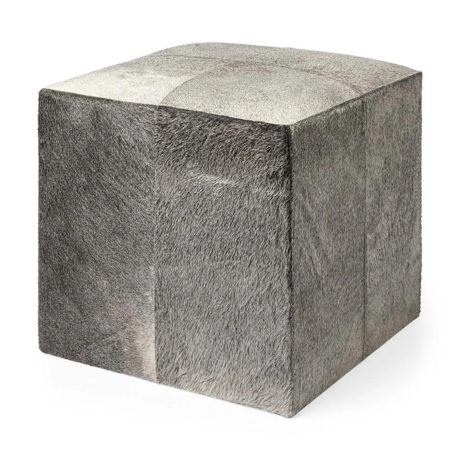 20" Gray Wool Cube Ottoman - 1