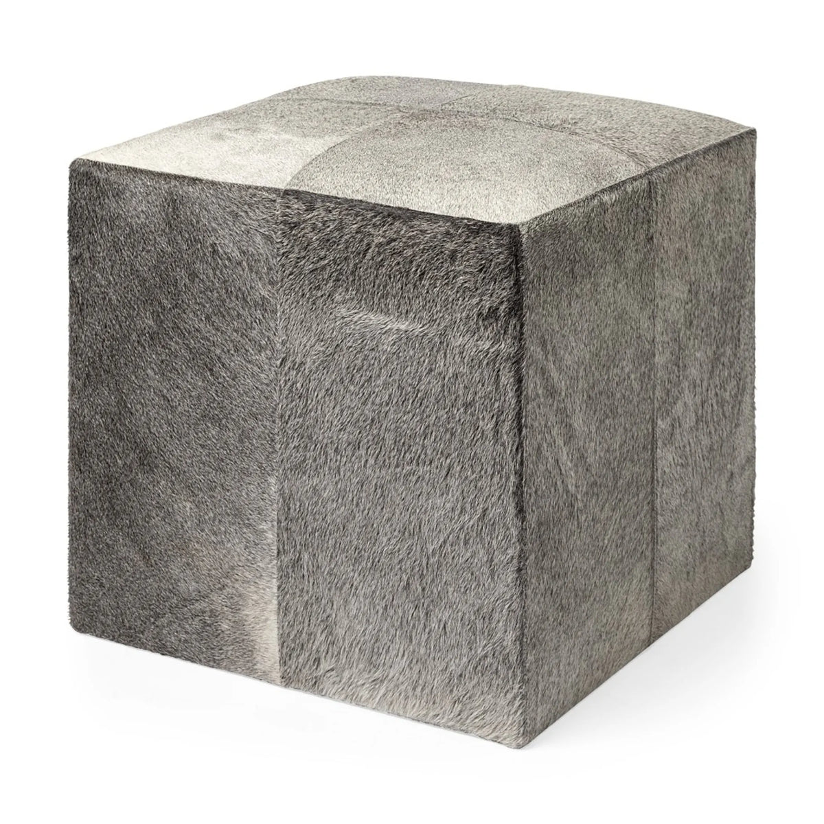 20" Gray Wool Cube Ottoman