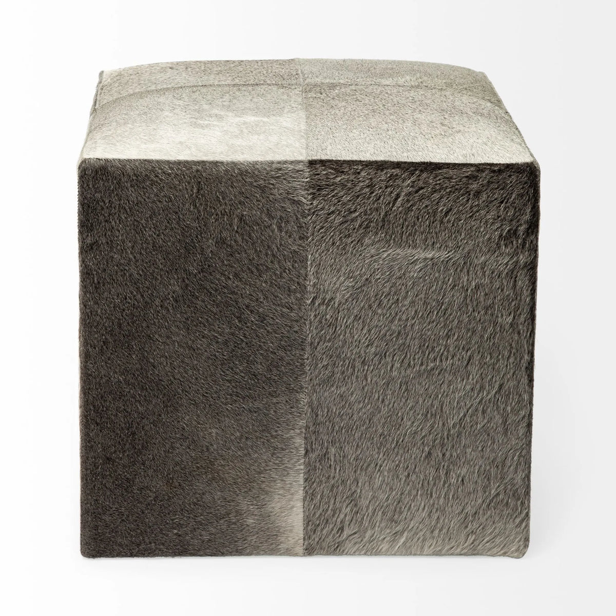 20" Gray Wool Cube Ottoman
