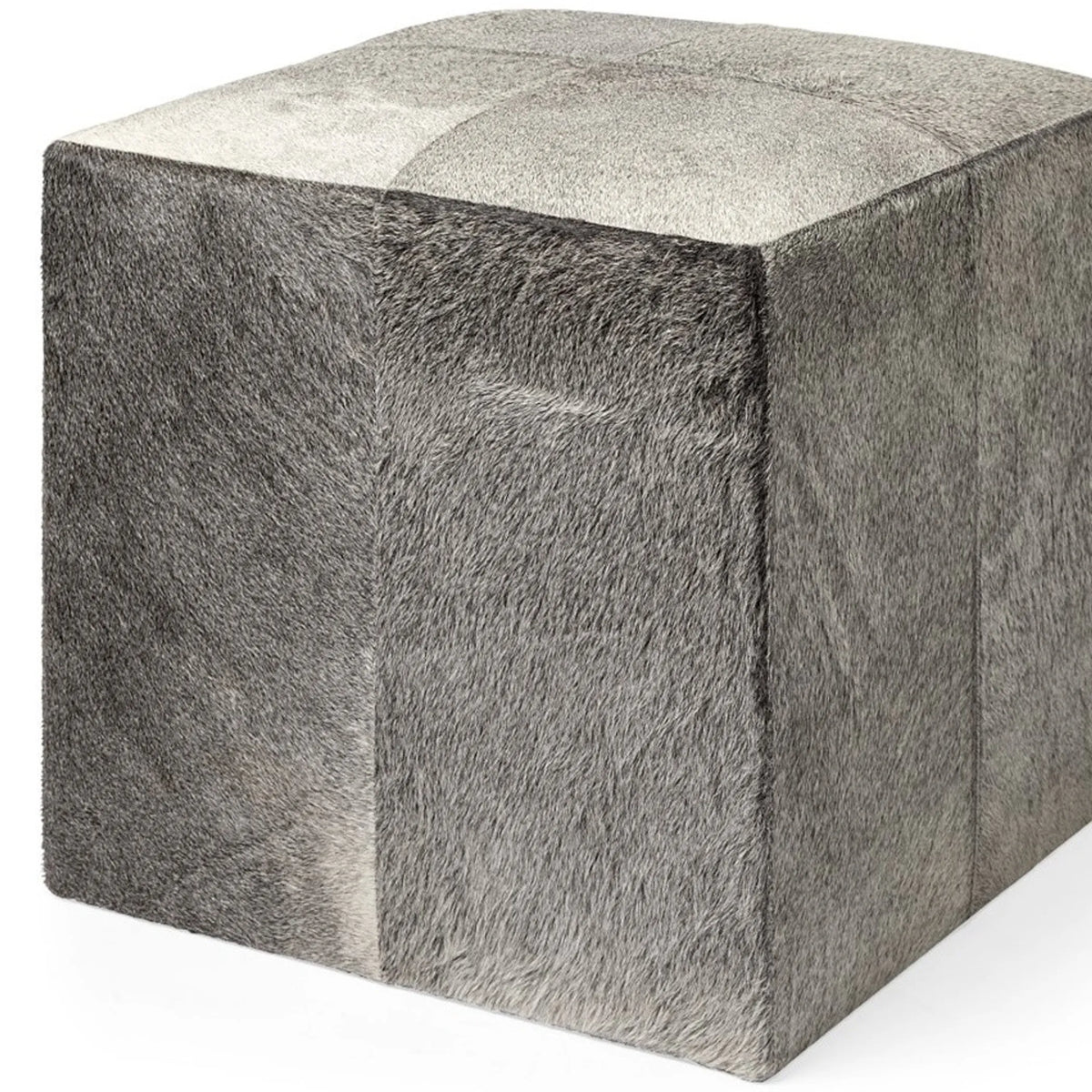 20" Gray Wool Cube Ottoman