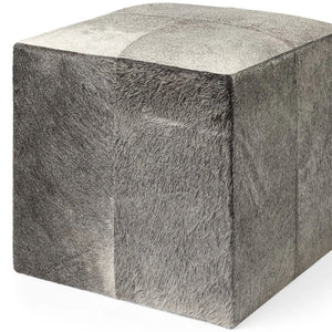 20" Gray Wool Cube Ottoman