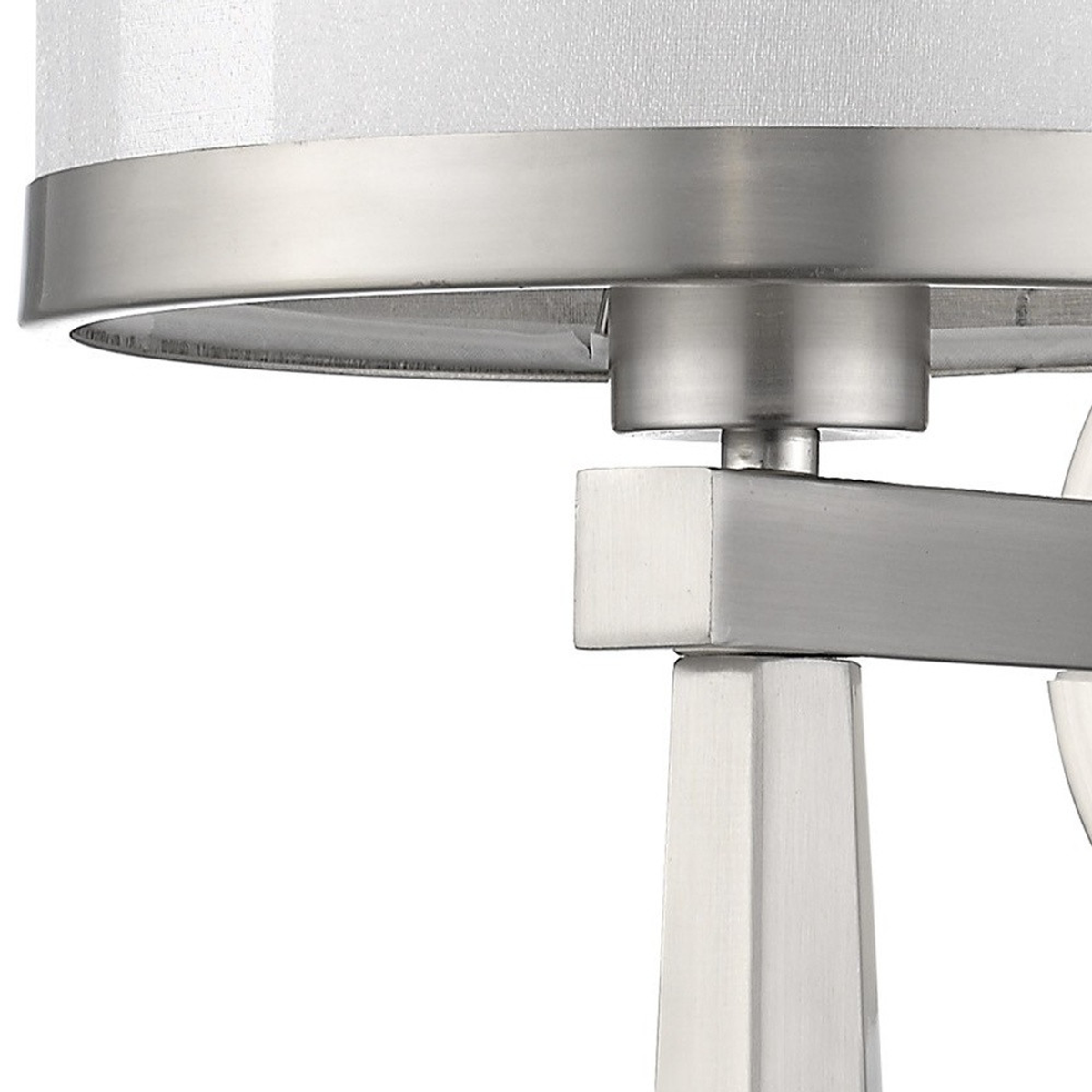 White and Silver Wall Light with Fabric Shade