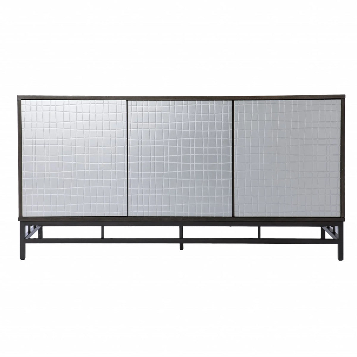 Contemporary Grid Lines Three Door Accent Cabinet