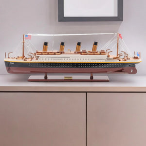 14" Black and Red 1912 RMS Titanic Large Boat Hand Painted Decorative Boat - 1