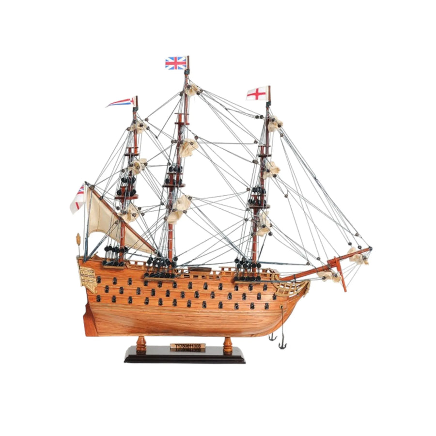 18" Wood Brown HMS Victory Hand Painted Decorative Boat - 1