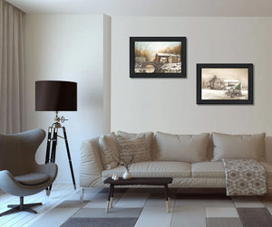 Set Of Two Winter Reflections Black Framed Print Wall Art