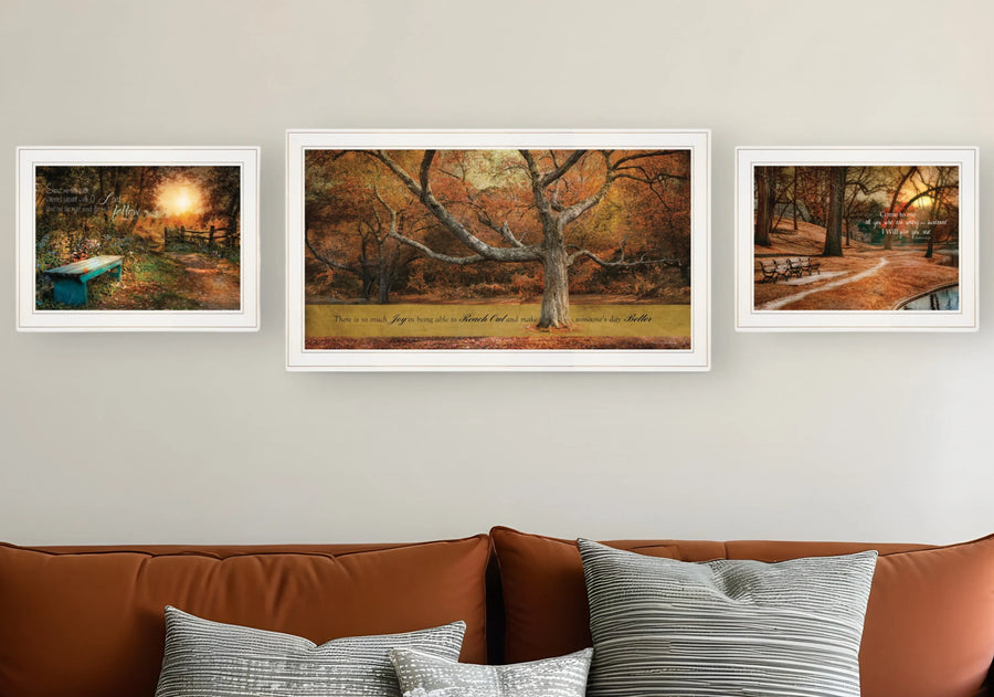 Set of Three Tranquil Spaces 1 White Framed Print Wall Art