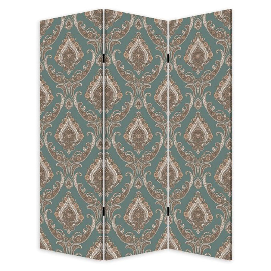 Vintage Green Baroque Three Panel Room Divider Screen