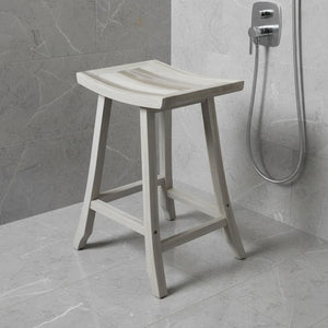 30" X 15" Light Gray Teak Square Shower Bench - 1