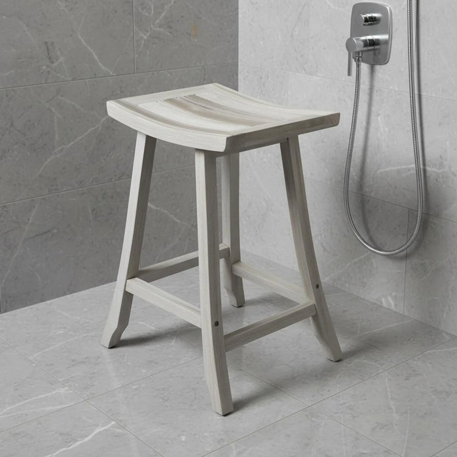 30" X 15" Light Gray Teak Square Shower Bench - 1