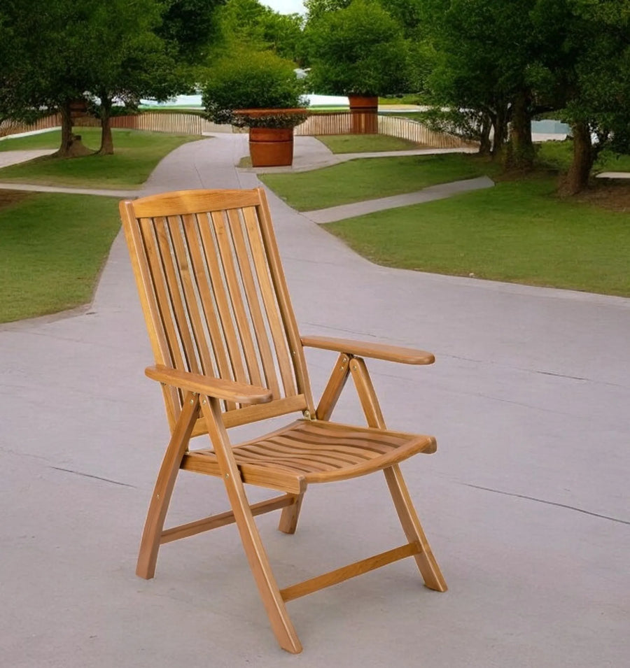 27" Brown Solid Wood Indoor Outdoor Arm Chair - 1