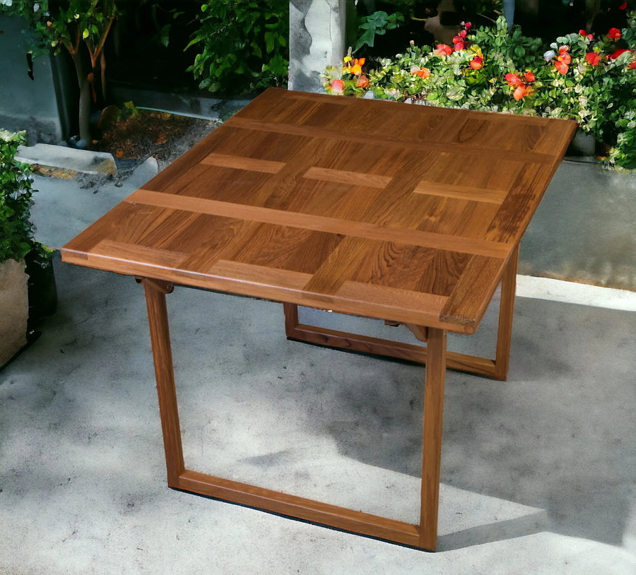 45" Brown Solid Wood Folding Outdoor Side Table - 1