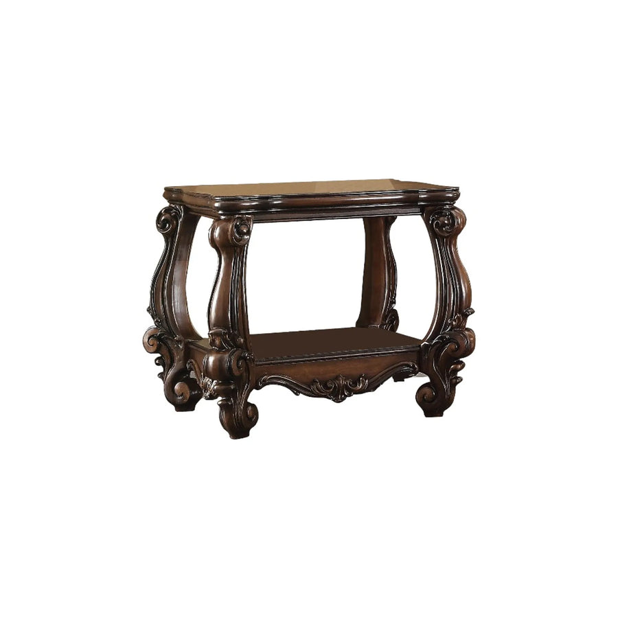 26" Cherry Oak Manufactured Wood Square End Table With Shelf - 1