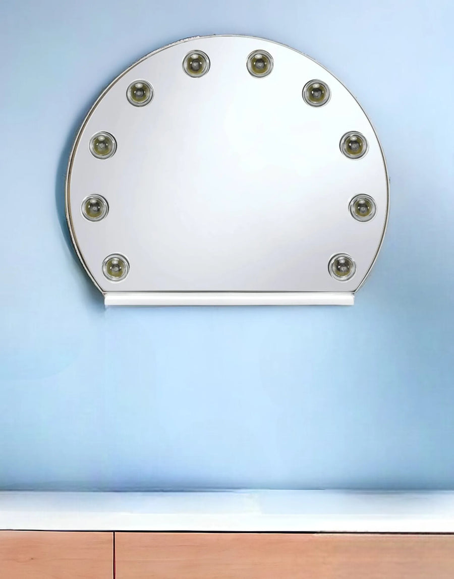 15" White Finish Round Accent Mirror - 1