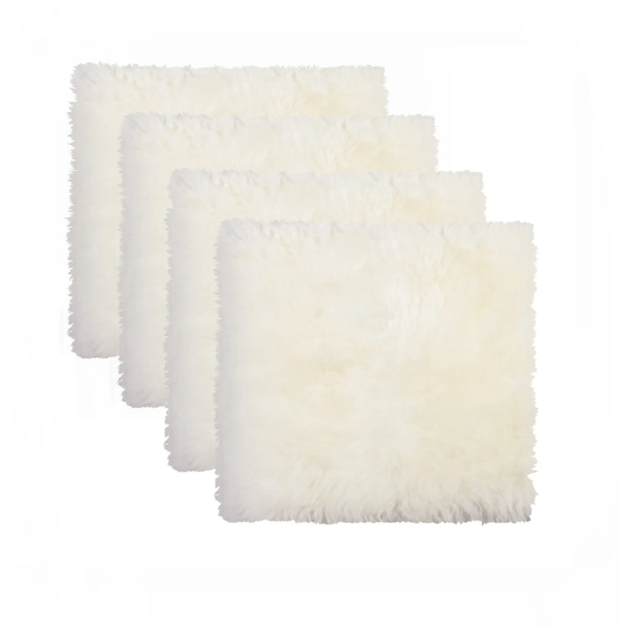 Set of Four 17" X 17" Natural Wool Solid Color Chair Pads
