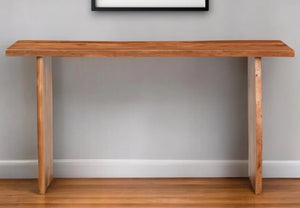57" Chestnut Solid Wood Sled Console Table - 1