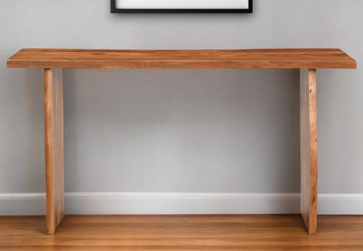 57" Chestnut Solid Wood Sled Console Table - 1