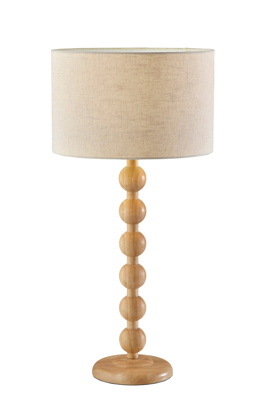 28" Brown Solid Wood Candlestick Table Lamp With Off White Drum Shade - 1