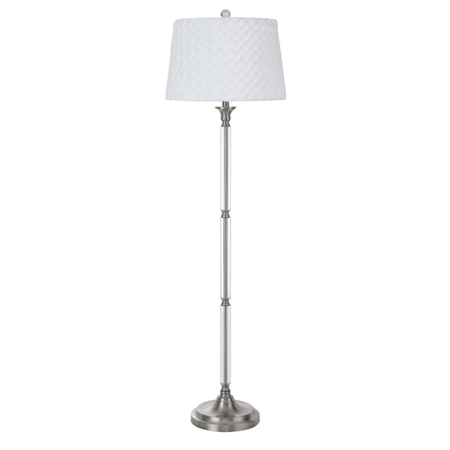 60" Nickel Traditional Shaped Floor Lamp With White Square Shade - 1