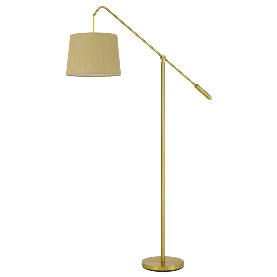 68" Brass Adjustable Traditional Shaped Floor Lamp With Antiqued Brass Drum Shade - 1