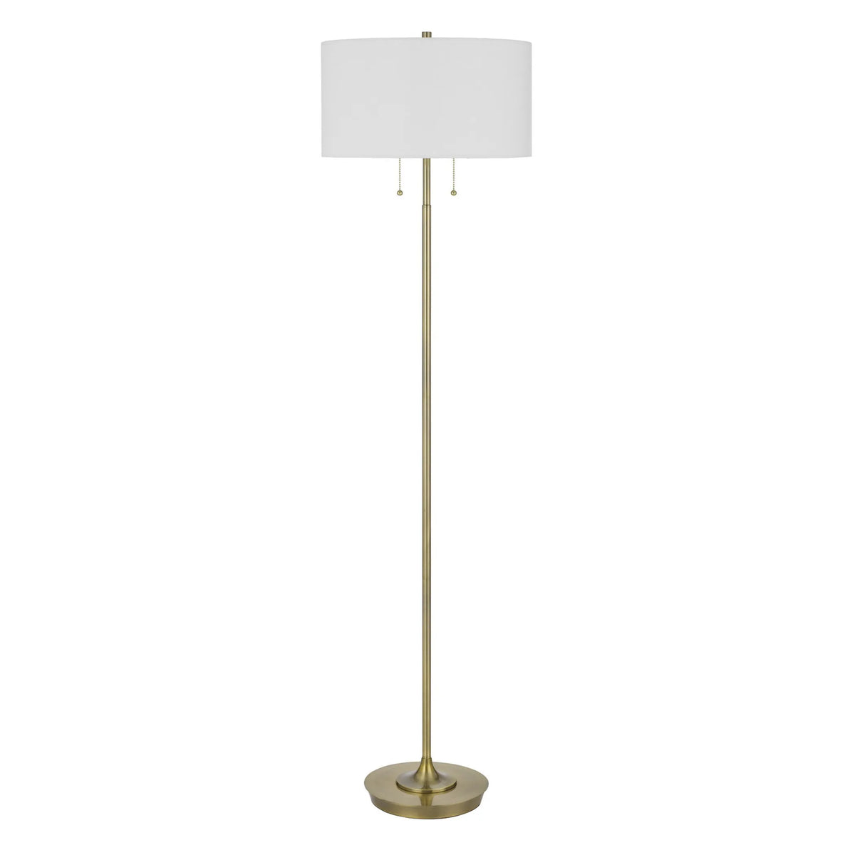 64" Brass Two Light Traditional Shaped Floor Lamp With White Rectangular Shade - 1