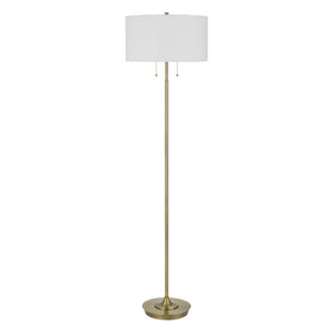 64" Brass Two Light Traditional Shaped Floor Lamp With White Rectangular Shade - 1