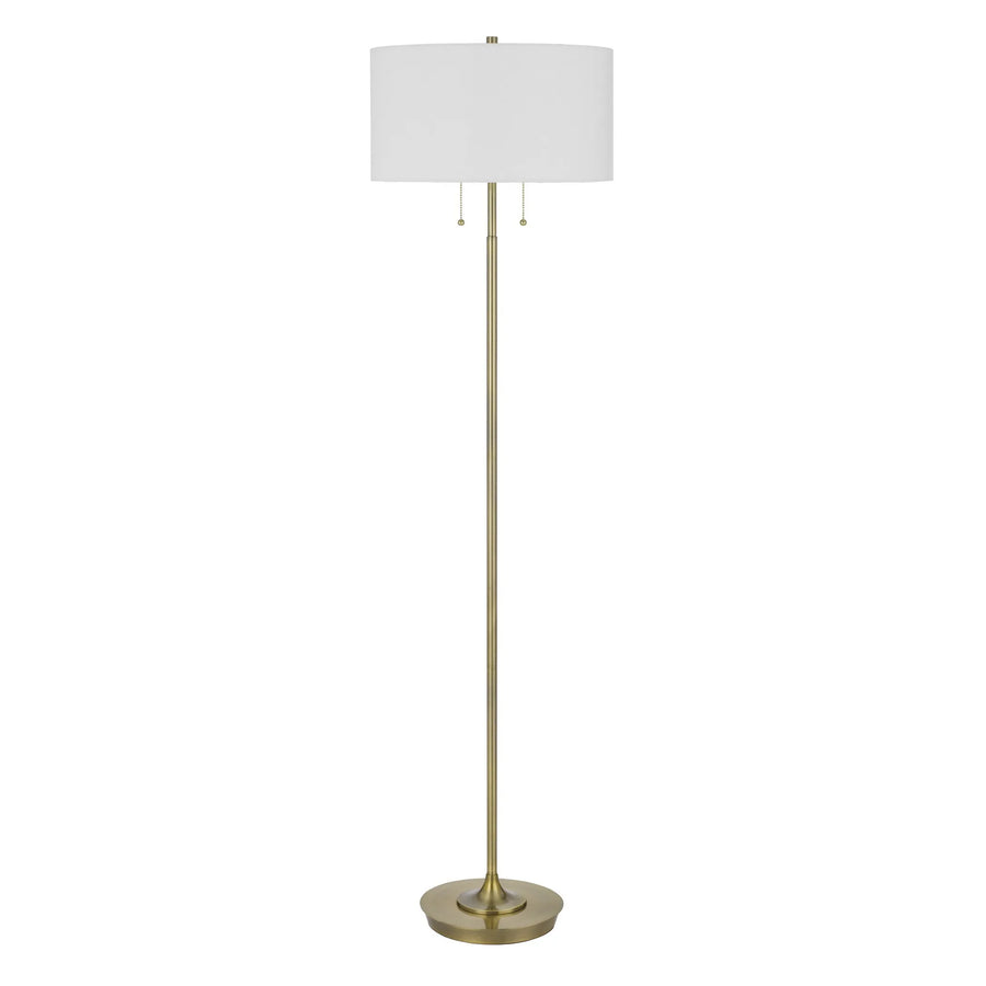 64" Brass Two Light Traditional Shaped Floor Lamp With White Rectangular Shade - 1