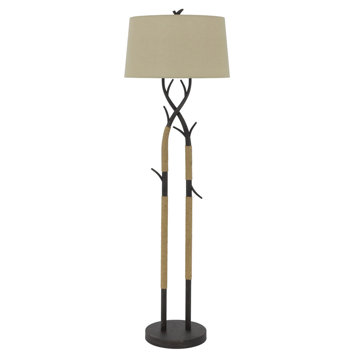55" Black Traditional Shaped Floor Lamp With Tan Rectangular Shade - 1