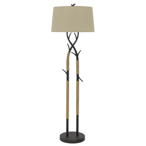55" Black Traditional Shaped Floor Lamp With Tan Rectangular Shade - 1