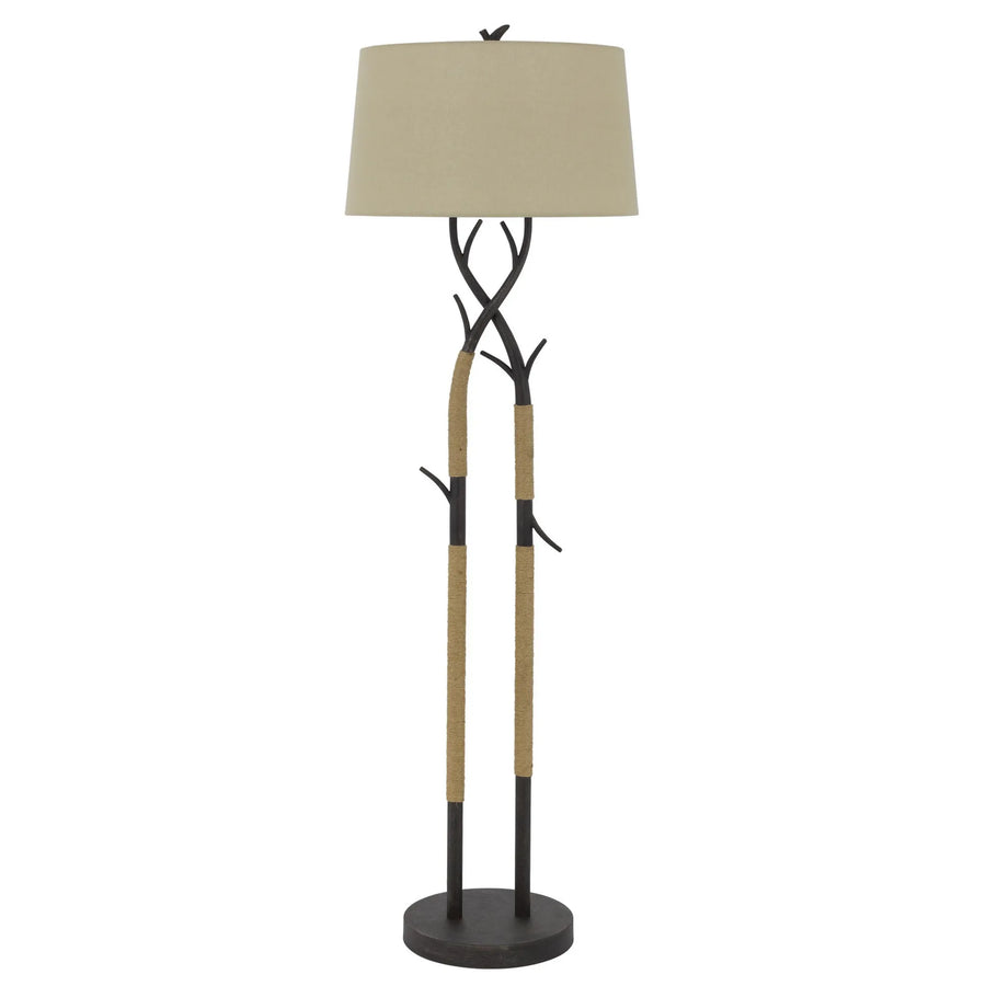 55" Black Traditional Shaped Floor Lamp With Tan Rectangular Shade - 1