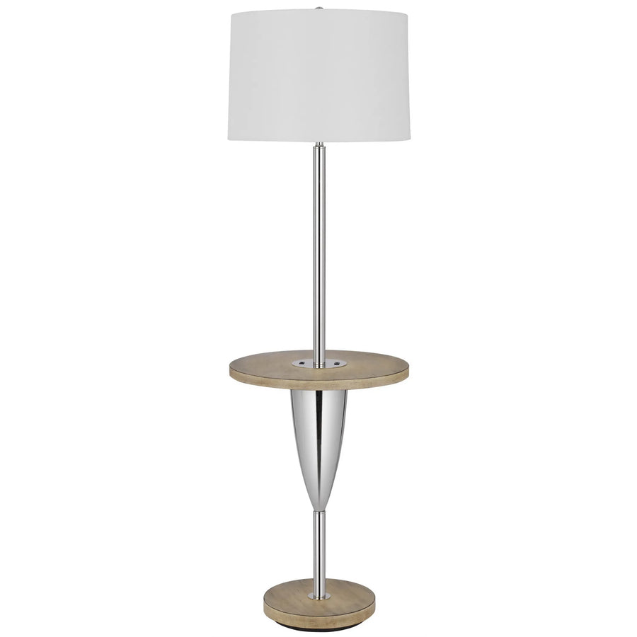 61" Chrome Tray Table Floor Lamp With White Square Shade - 1