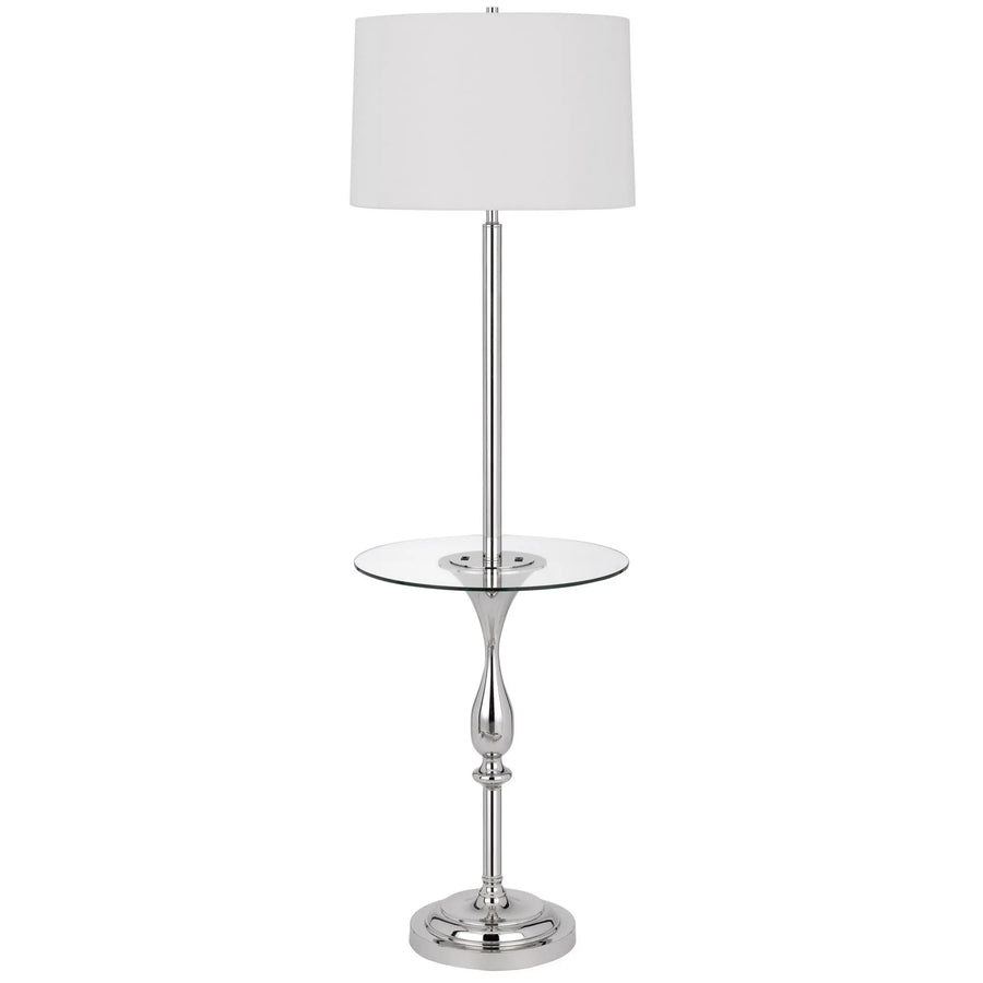 61" Chrome Tray Table Floor Lamp With White Transparent Glass Square Shade - 1