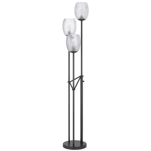 71" Black Three Light Traditional Shaped Floor Lamp With Clear Transparent Glass Novelty Shade - 1