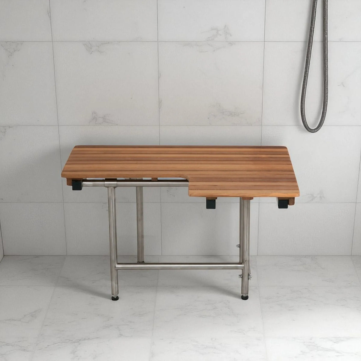 Teak Rectangular Shower Bench With Legs