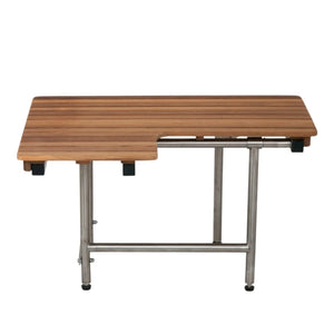 Wall Mount Teak Rectangular Shower Bench With Legs