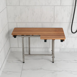 Wall Mount Teak Rectangular Shower Bench With Legs
