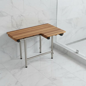 Teak Wall Mount Rectangular Shower Bench With Legs