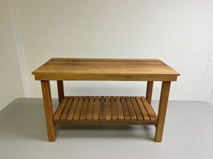 Teak Rectangular Shower Bench With Shelf