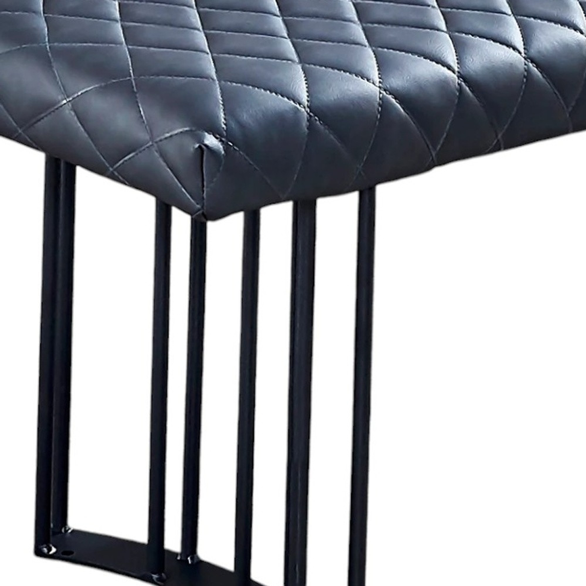 47" Dark Gray and Black Faux Leather Upholstered Dining Bench