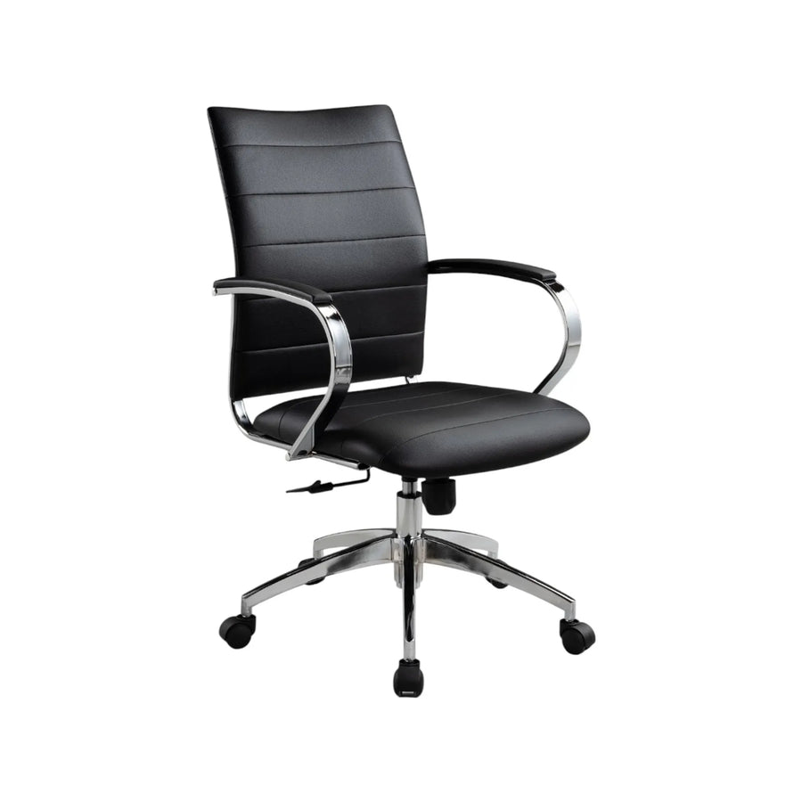 Black and Silver Adjustable Height Swivel Rolling Office Chair - 1