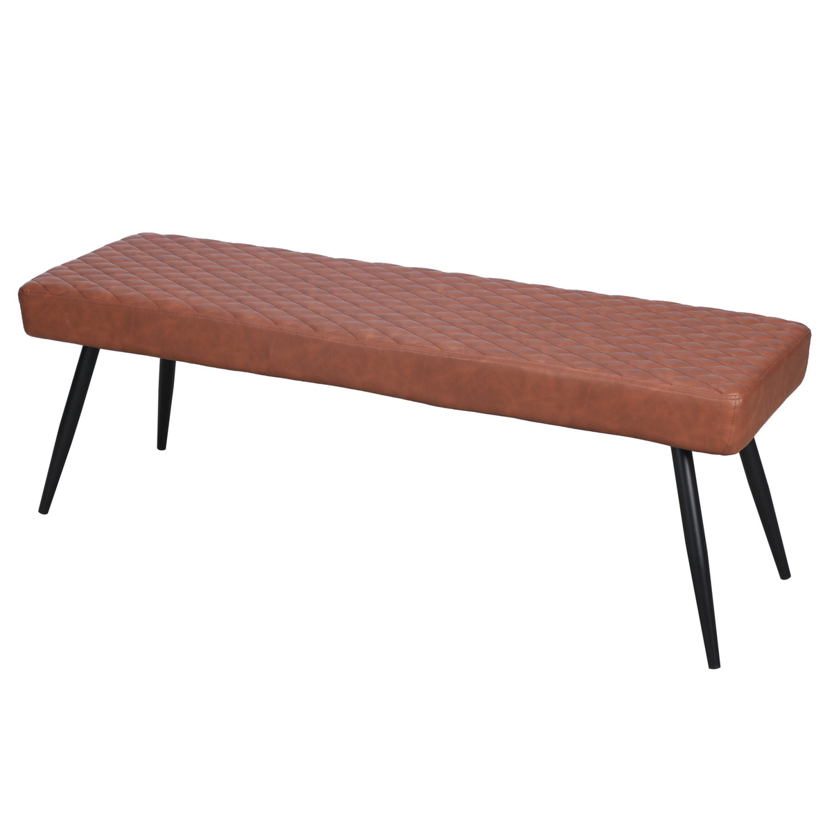 54" Brown and Black Faux Leather Upholstered Dining Bench