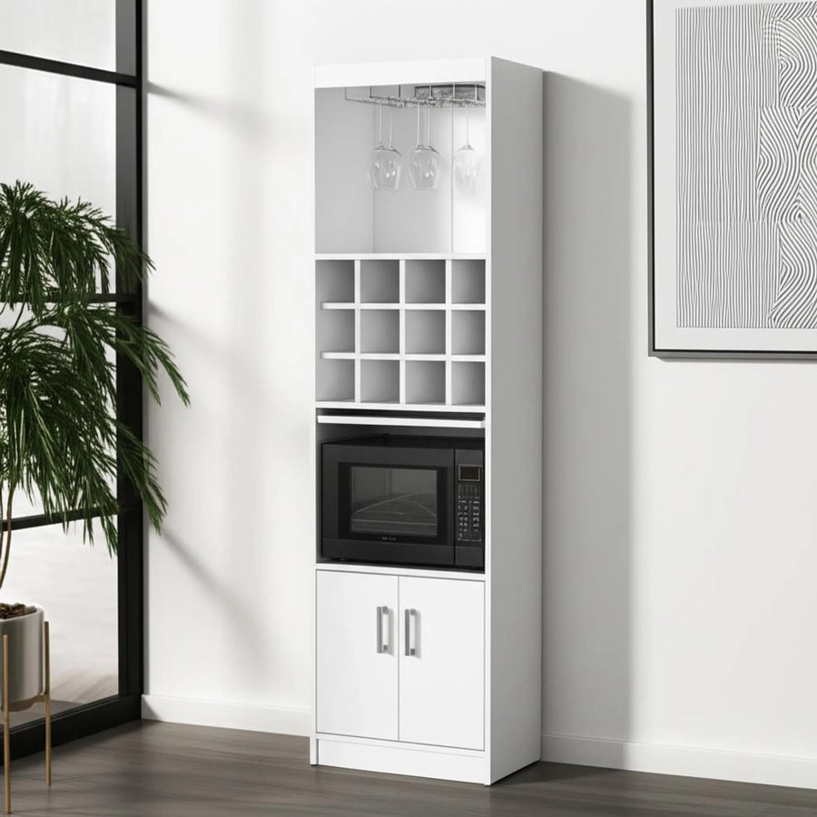 71" White Wood Bar Cabinet With Two Doors - 1