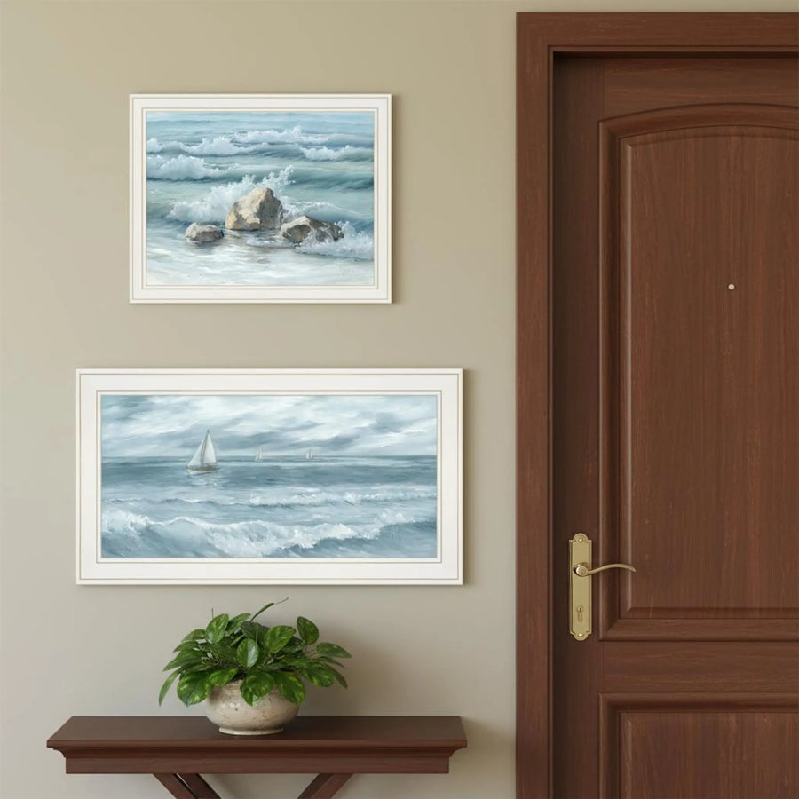 Set of Two Steadfast in the Waves White Framed Wall Art