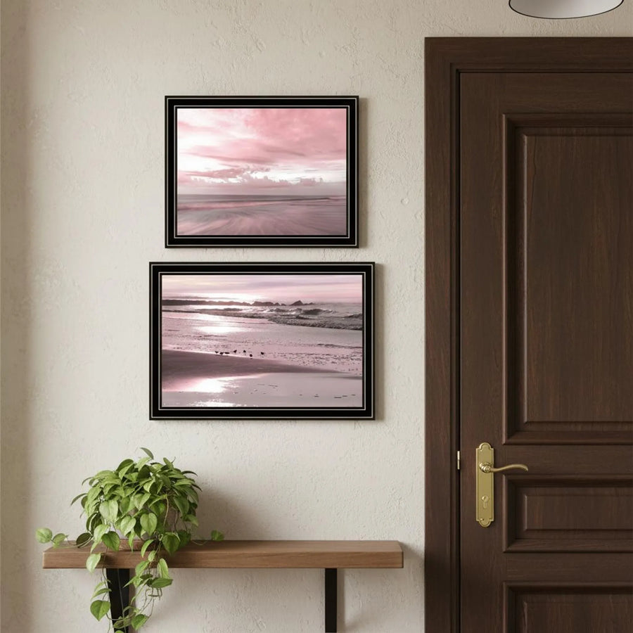 Set of Two "Yes And believe it! Pink Beach sand" Black Framed Wall Art