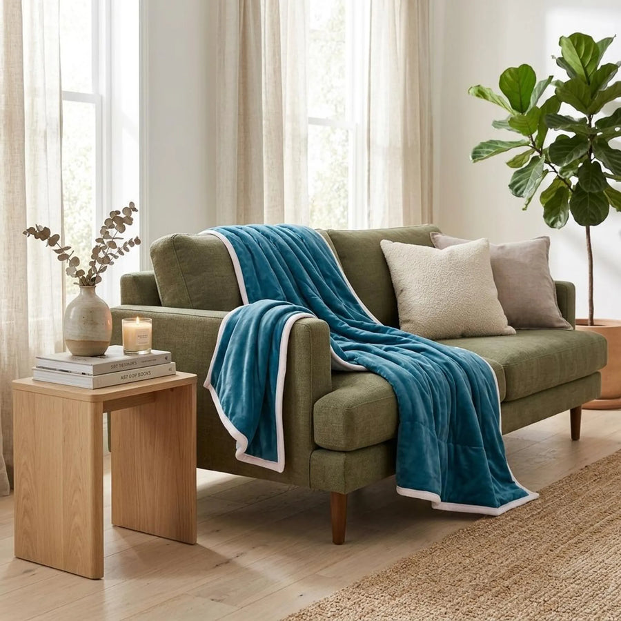 79" X 87" Blue Flannel Throw Blanket - 1