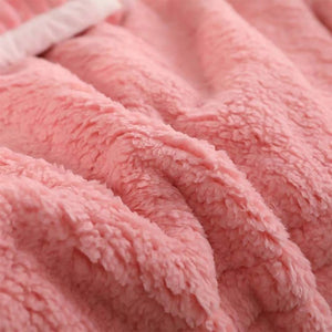 79" X 87" Pink Flannel Knitted Throw Blanket