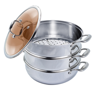 12" Silver Stainless Steel Food Steamer