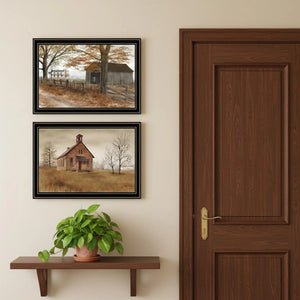 Set Of Two Old Country Road Black Framed Wall Art