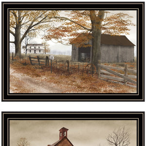 Set Of Two Old Country Road Black Framed Wall Art